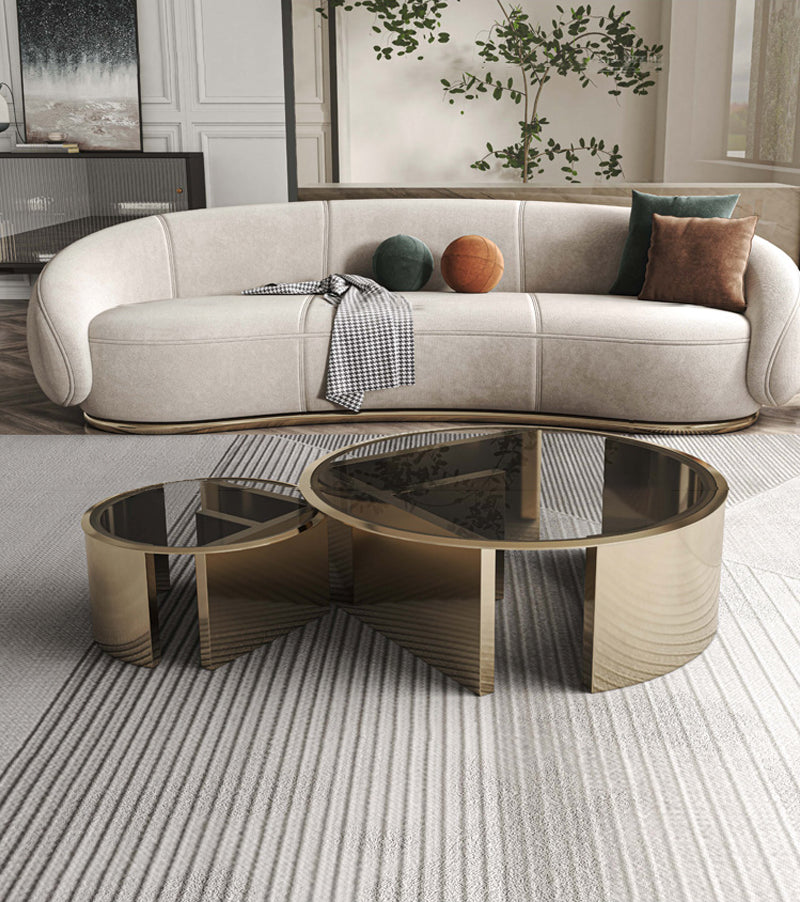 【ローテーブル】黒金ラグジュアリー 80+50ローテーブルセット ☆100日間返品交換保証制度