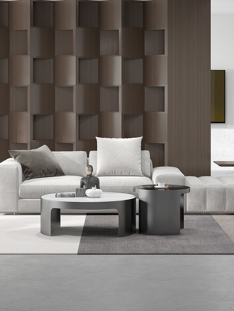 【ローテーブル】モダン現代感 選べる2色 天板グレー+ブラックボディ ☆100日間返品交換保証制度