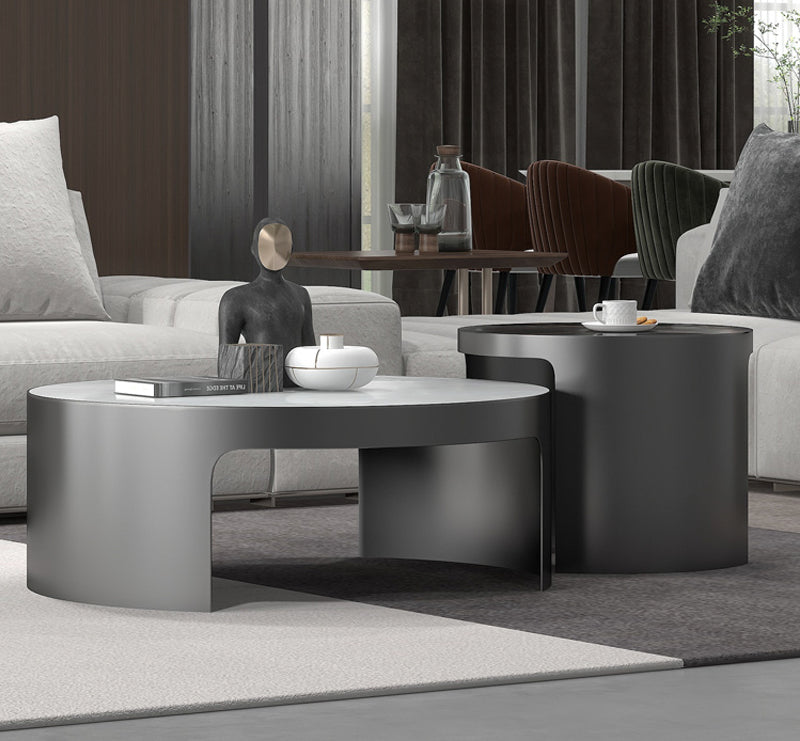 【ローテーブル】モダン現代感 選べる2色 天板グレー+ブラックボディ ☆100日間返品交換保証制度