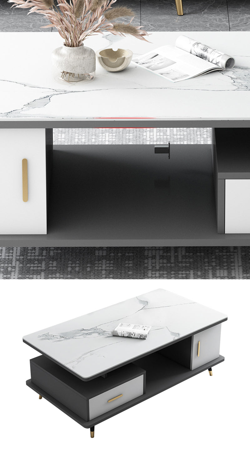 【ローテーブル】贅沢感 選べる3色 ホワイトマーブル模様 120*60*45 ☆100日間返品交換保証制度