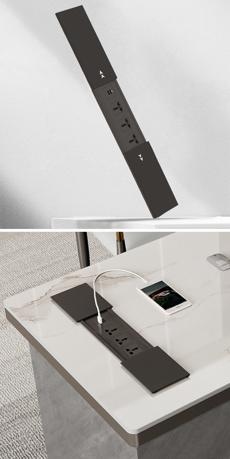 【デスク】テーブル 高級感 モダンなデスク ※充電用コンセントを備えています。