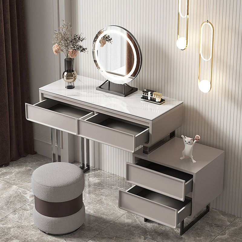 【ドレッサー】ブランシュ 選べる2色 テーブル 収納棚 椅子 LEDミラー ベージュ 100日間返品交換保証制度