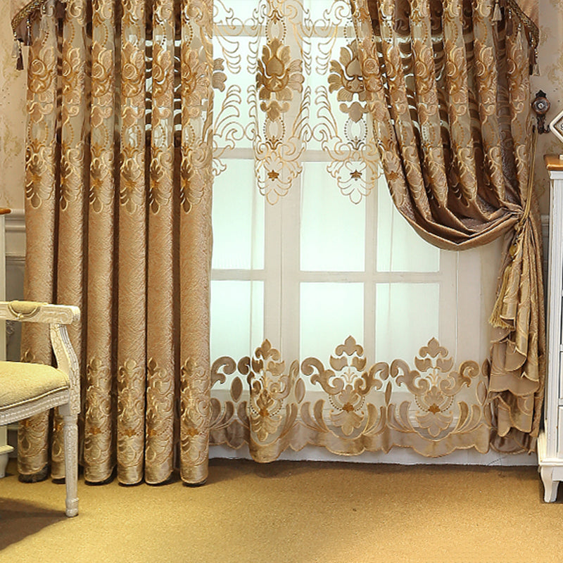 【レース+ドレープセットカーテン】ヨーロッパ風 高級感 2色選べる