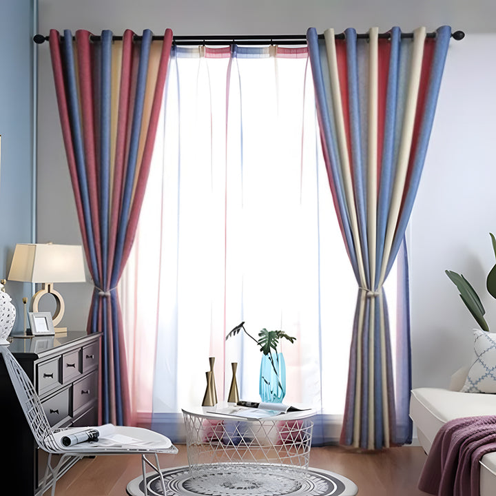 【レース+ドレープセットカーテン】シンプルデザイン 選べる12色 おしゃれ