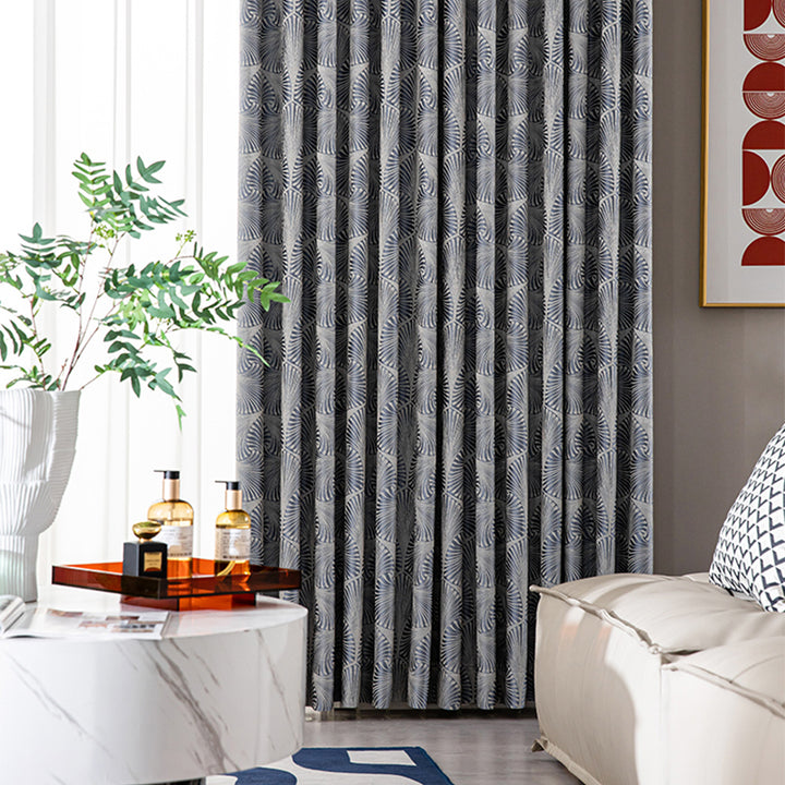 【ドレープカーテン】高級感 葉っぱ柄 選べる3タイプ