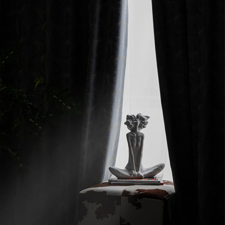 【ドレープカーテン】高級感 葉っぱ柄 選べる3タイプ