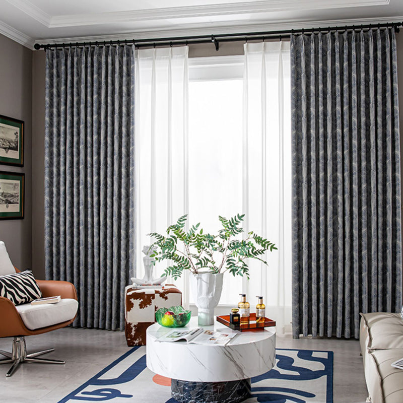 【ドレープカーテン】高級感 葉っぱ柄 選べる3タイプ