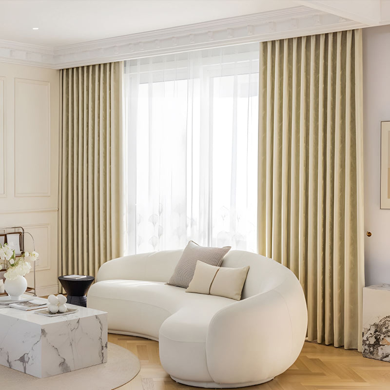 【ドレープカーテン】高級感 葉っぱ柄 選べる3タイプ