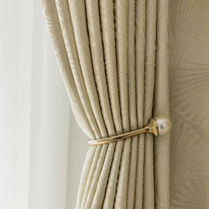 【ドレープカーテン】高級感 葉っぱ柄 選べる3タイプ