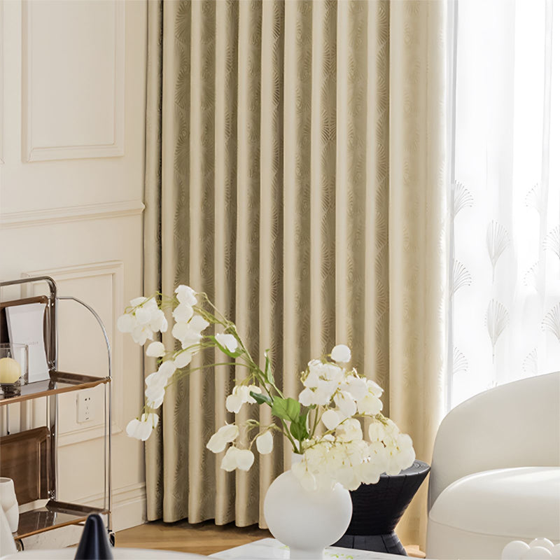 【ドレープカーテン】高級感 葉っぱ柄 選べる3タイプ