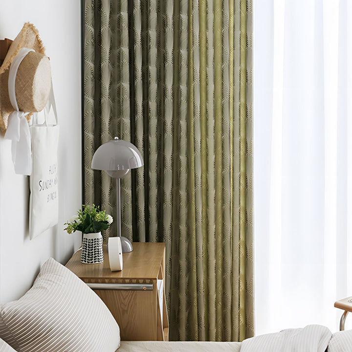 【ドレープカーテン】高級感 葉っぱ柄 選べる3タイプ