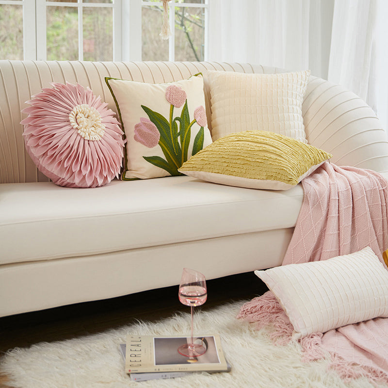 【クッション】自然風 チューリップ柄