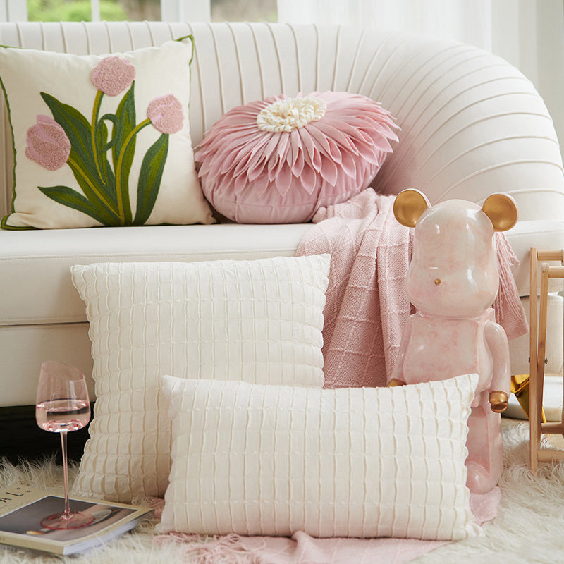 【クッション】自然風 チューリップ柄