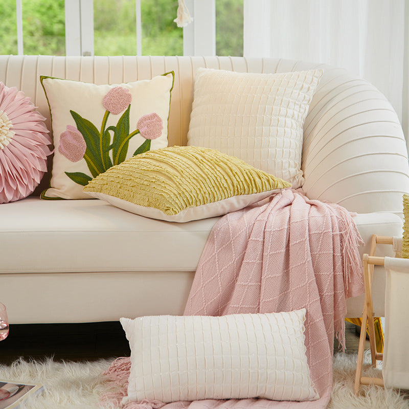 【クッション】自然風 チューリップ柄