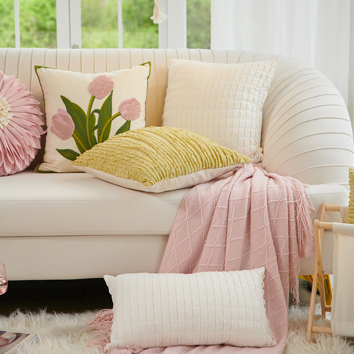 【クッション】自然風 チューリップ柄