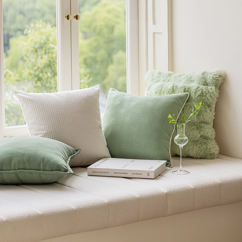 【クッション】抹茶色感 自然風