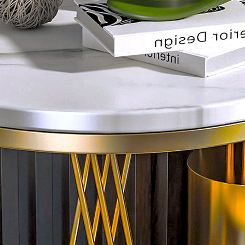 【サイドテーブル】金メッキマーブル模様 選べる2色 丸角加工の細部画像 安心の100日間返品交換保証