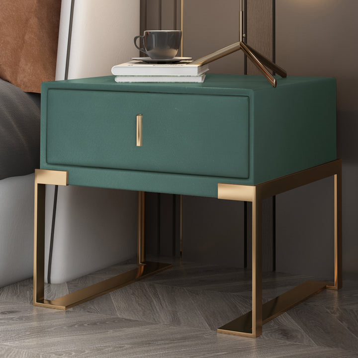 【ナイトテーブル】ベッドサイドテーブル デザイン性 選べる12色 グリーン 脚色ゴールド 52*40*48 安心の100日間返品交換保証