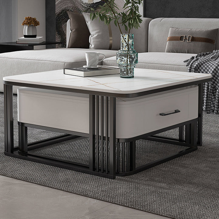 【ローテーブル】四方型マーブル模様 選べる4色 ローテーブルの全体画像 100日間返品交換保証制度