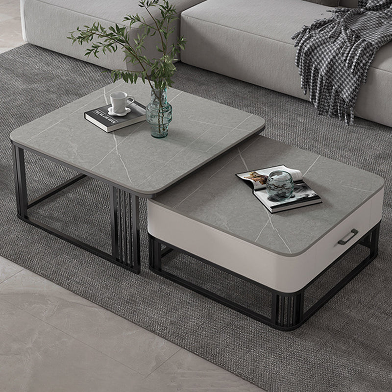 【ローテーブル】四方型マーブル模様 選べる4色 色・パターングレー 100日間返品交換保証制度