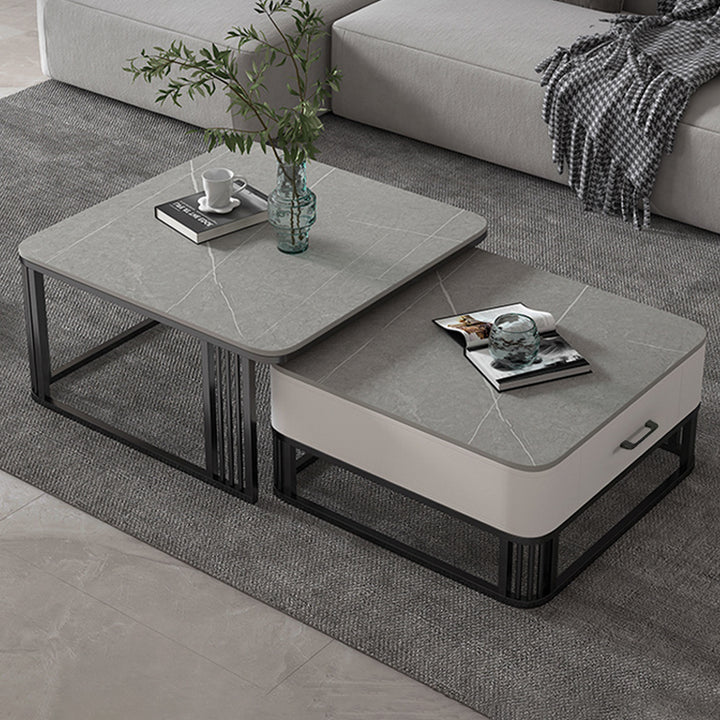 【ローテーブル】四方型マーブル模様 選べる4色 色・パターングレー 100日間返品交換保証制度