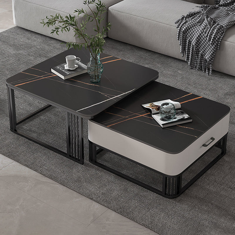 【ローテーブル】四方型マーブル模様 選べる4色 色・パターンゴールドブラック 100日間返品交換保証制度