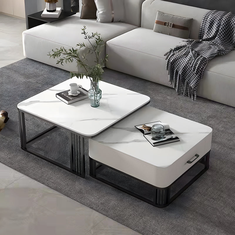 【ローテーブル】四方型マーブル模様 選べる4色 色・パターンホワイト 100日間返品交換保証制度