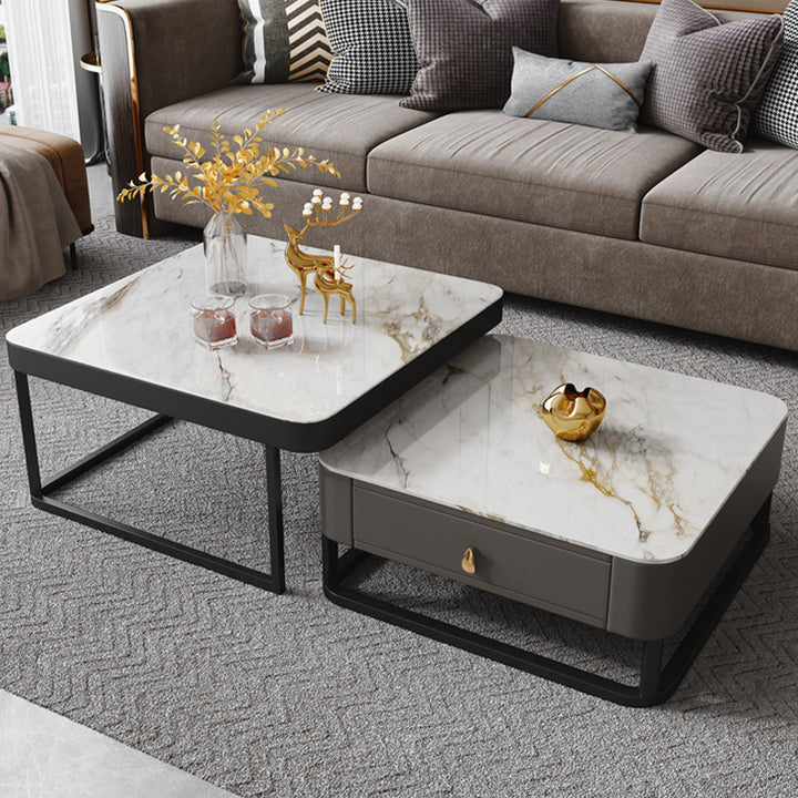 【ローテーブル】イタリア風ライト付き四方型 パリスタイル 脚色ブラック 100日間返品交換保証制度