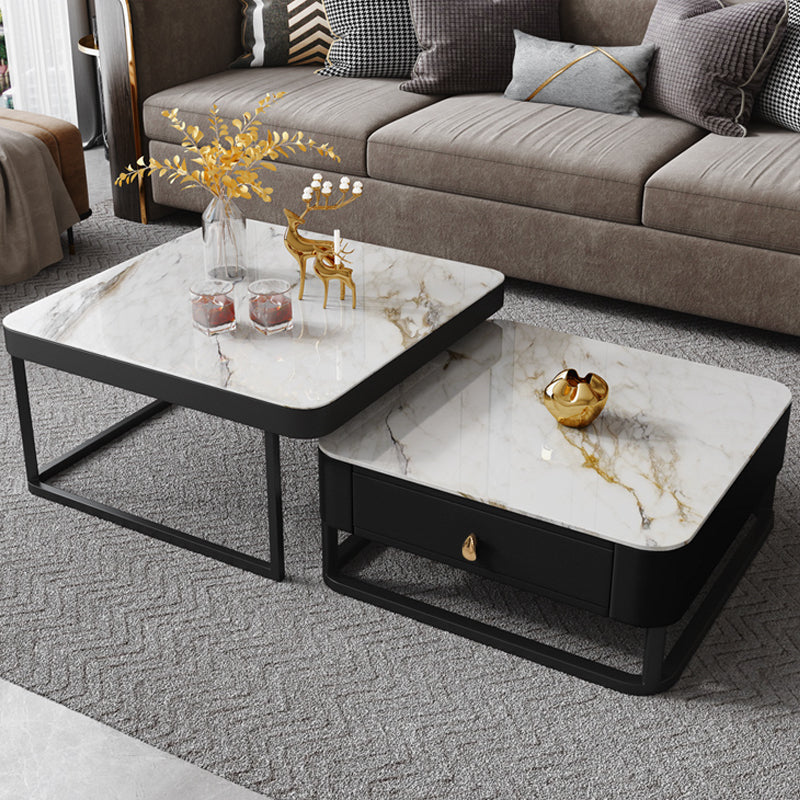 【ローテーブル】イタリア風ライト付き四方型 パリスタイル 脚色ブラック 100日間返品交換保証制度