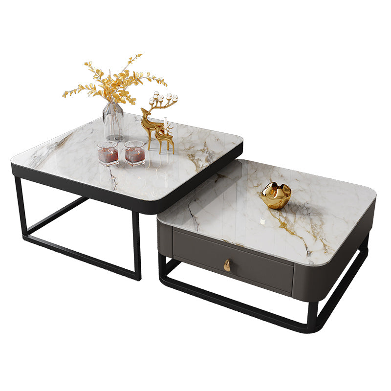 【ローテーブル】イタリア風ライト付き四方型 パリスタイル 脚色ブラック 100日間返品交換保証制度