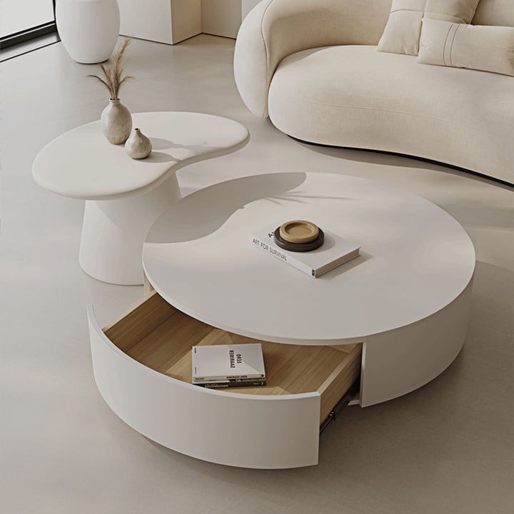 【ローテーブル】クリーム風 角丸テーブルセット