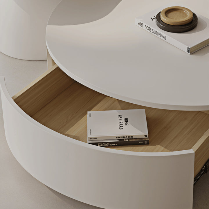 【ローテーブル】クリーム風 角丸テーブルセット