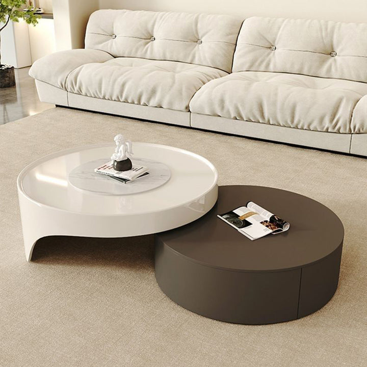 【ローテーブル】クリーム色感 フランス風 伸縮式 テーブルセット