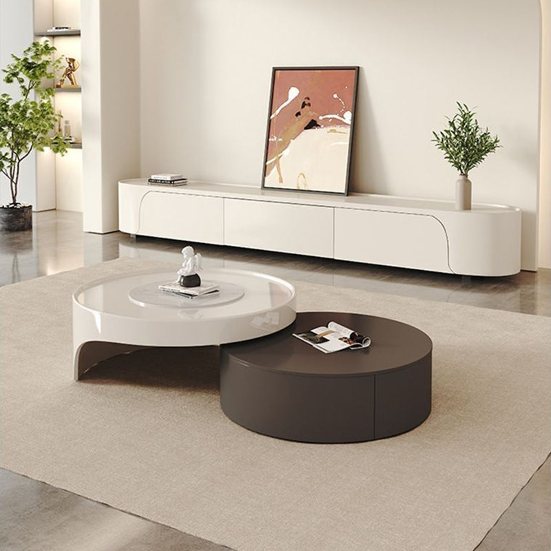 【ローテーブル】クリーム色感 フランス風 伸縮式 テーブルセット