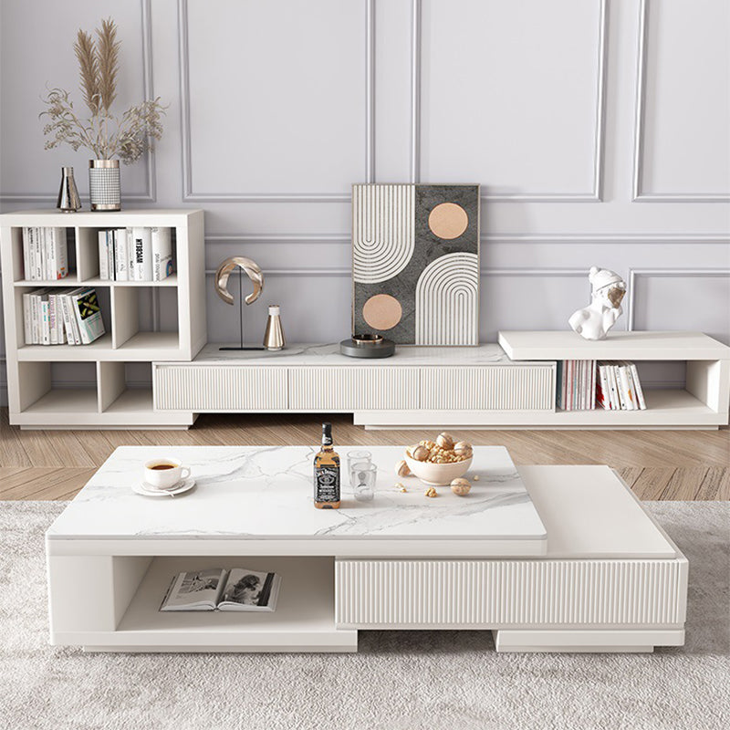 【ローテーブル】モダン クリーム風  伸縮式