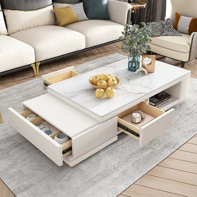 【ローテーブル】モダン クリーム風  伸縮式