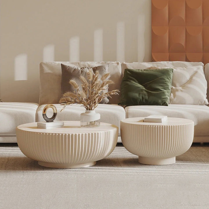 【ローテーブル】クリーム風 エクリュウェーブ