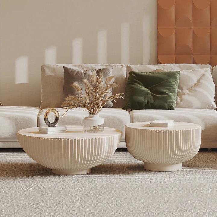 【ローテーブル】クリーム風 エクリュウェーブ