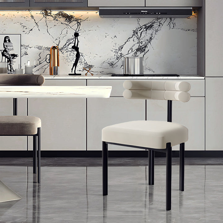 【チェア】椅子 椅子脚部ブラック 素材コーデュロイ ボデイ米白 100日間返品交換保証制度