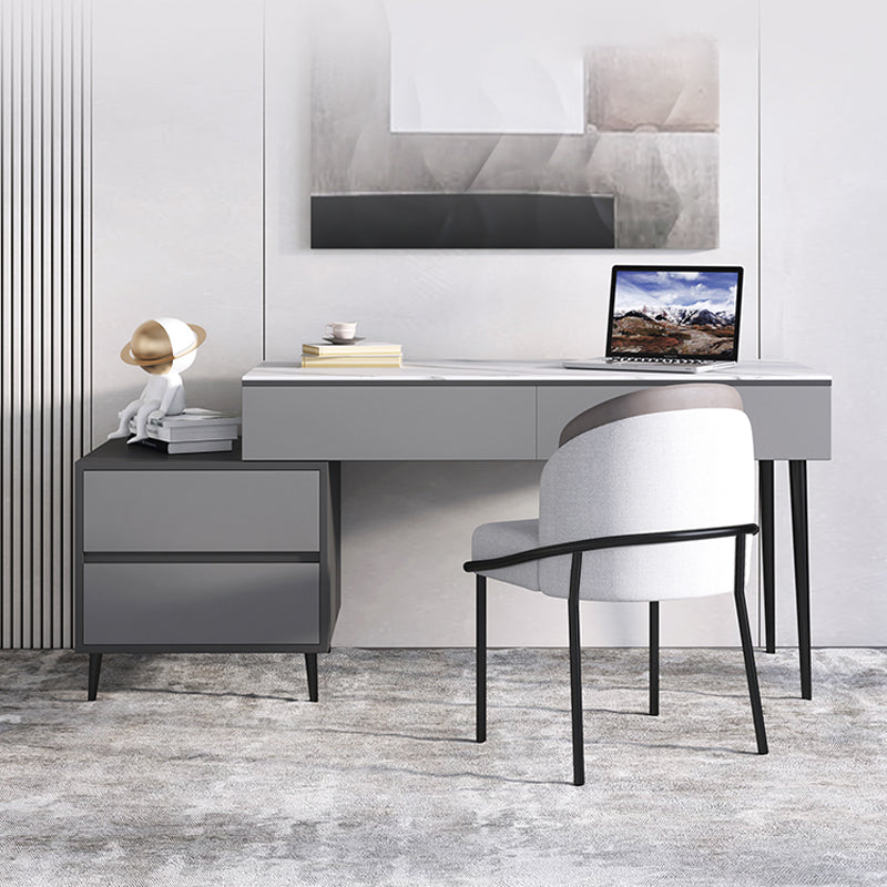 【ワークデスク】テーブル 高級感 選べる2色 天板色ホワイト テーブル+収納ボックス+椅子