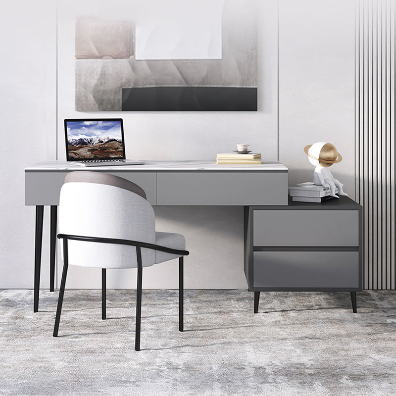 【ワークデスク】テーブル 高級感 選べる2色 天板色ホワイト テーブル+収納ボックス+椅子