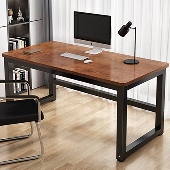 【デスク】テーブル おしゃれ シンプルなデスク 腿部ブロック 天板色ミドルブラウン