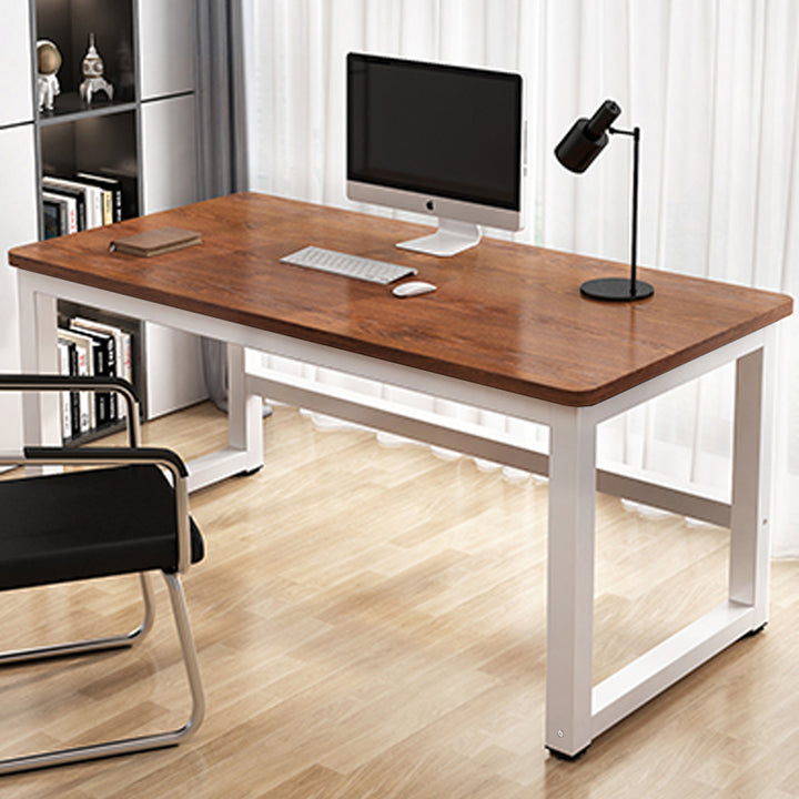【デスク】テーブル おしゃれ シンプルなデスク 腿部ホワイト 天板色ミドルブラウン