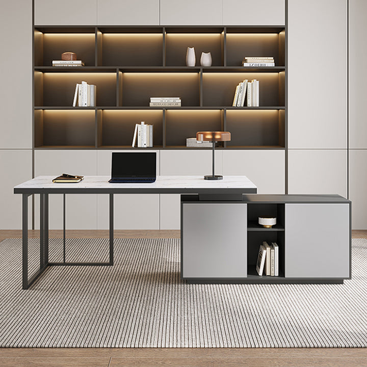 【デスク】オフィス 高級感 伸縮式テーブル