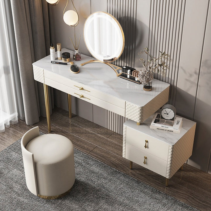 ドレッサー ラグジュアリーモダンライフ(120cmテーブル、4段収納ボックス、LEDミラー、椅子セット) ※100日間返品交換保証