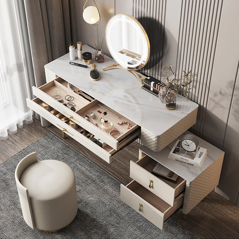 ドレッサー ラグジュアリーモダンライフ(120cmテーブル、4段収納ボックス、LEDミラー、椅子セット) ※100日間返品交換保証
