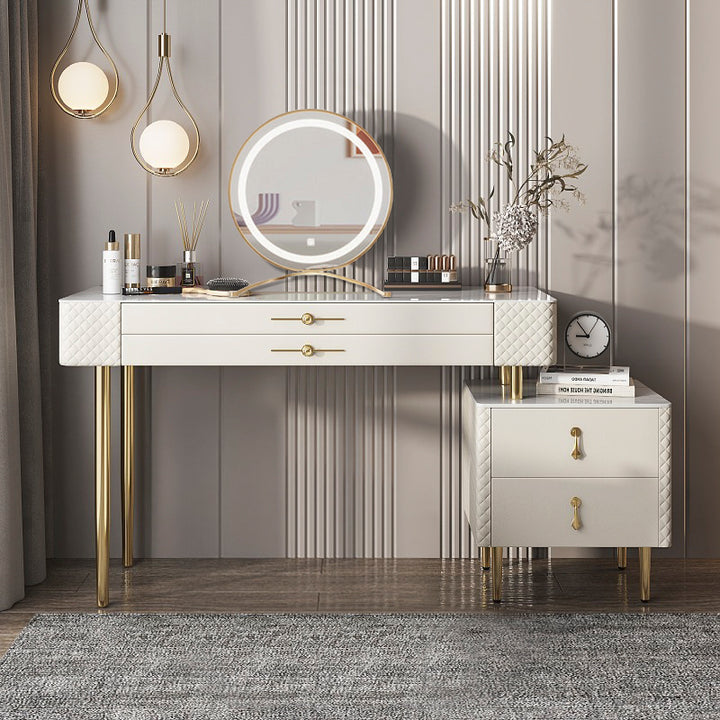 ドレッサー ラグジュアリーモダンライフ (テーブル、4段収納ボックス、LEDミラーセット) ※100日間返品交換保証