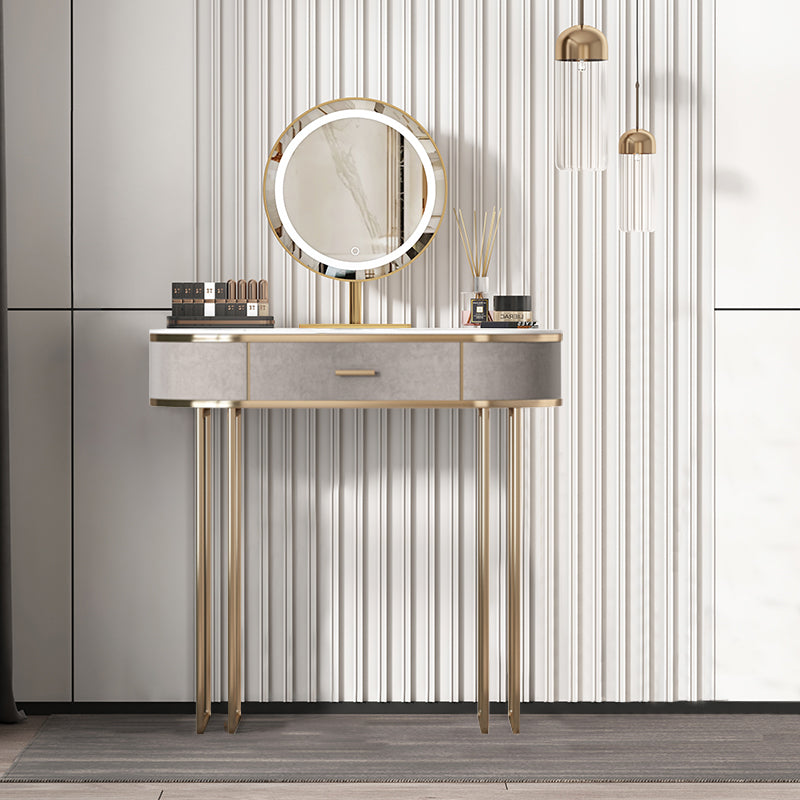 【ドレッサー】インスタ映えおしゃれ 選べる2色 テーブル LEDミラー 茶色 横幅80 100日間返品交換保証制度