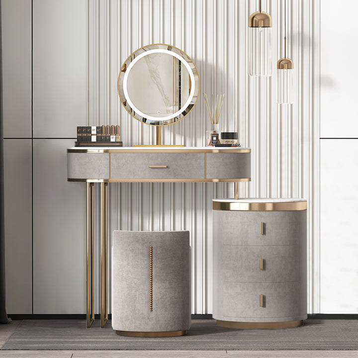 【ドレッサー】インスタ映えおしゃれ 選べる2色 ドレッサー全体画像 茶色 横幅80 100日間返品交換保証制度