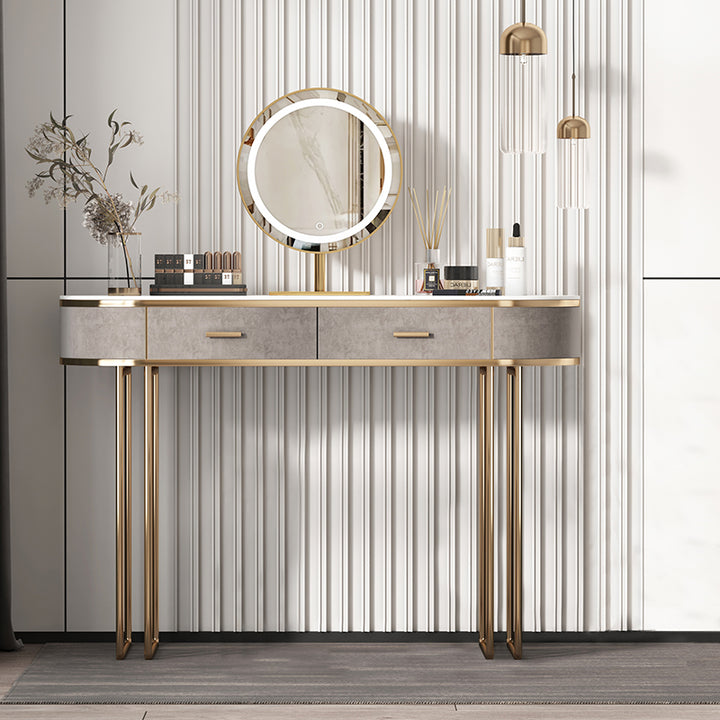 【ドレッサー】インスタ映えおしゃれ 選べる2色 テーブル LEDミラー 茶色 100日間返品交換保証制度